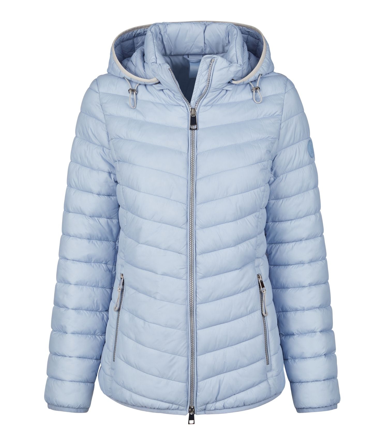 Steppjacke Damen mit Kapuze und Reissverschluss in Blau. 